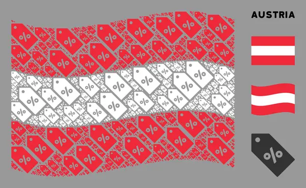 Waving Austrian Flag Model of Discount Tag items — Stockový vektor
