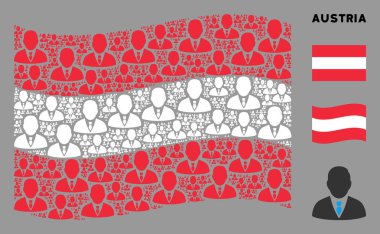 Yönetici Ögelerinin Avusturya Bayrak Kompozisyonu Sallanıyor