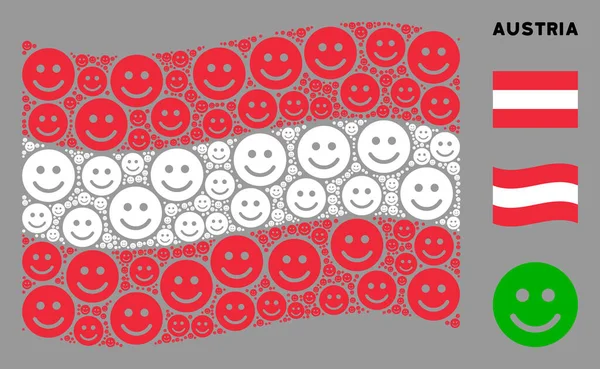 Drapeau autrichien agitant Mosaïque de sourire Glad Articles — Image vectorielle