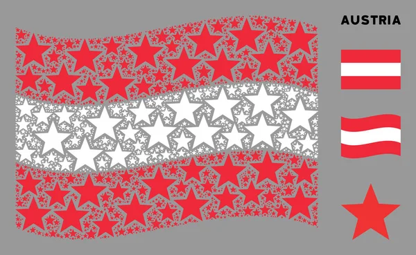 Waving Austria Flag Composition of Fireworks Star Items — Stockový vektor