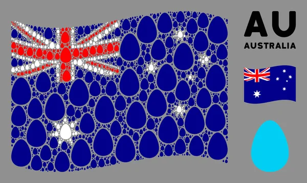 Ondeando la bandera de Australia Mosaico de iconos de huevo — Archivo Imágenes Vectoriales