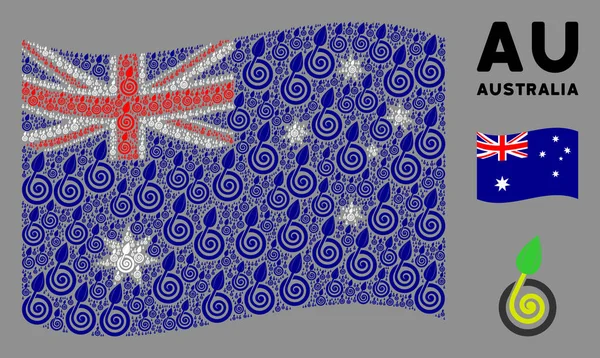 Waving Ausztrália zászló kollázsa Seed Sprout ikonok — Stock Vector