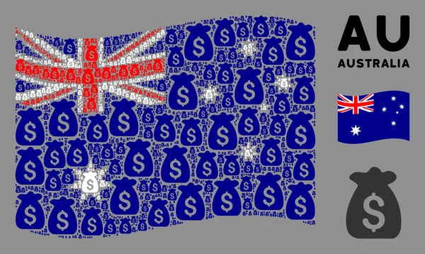 Schwenken australische Flagge Mosaik von Finanzkapital-Produkten — Stockvektor