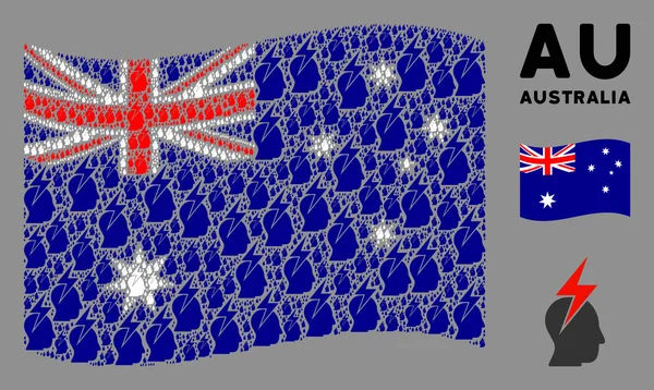 Integetés Ausztrália zászló kollázs személy Stress Strike ikonok — Stock Vector