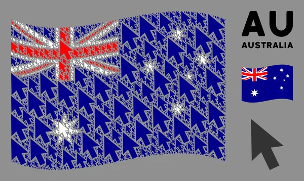 Integetés Ausztrália zászló minta Cursor nyíl tételek — Stock Vector