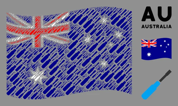 Machanie australijskiej flagi Wzór ikon śrubokrętów — Wektor stockowy