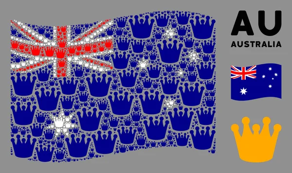 Avustralya Kraliyet Simgelerinin Bayrak Şablonu Dalgalanıyor — Stok Vektör