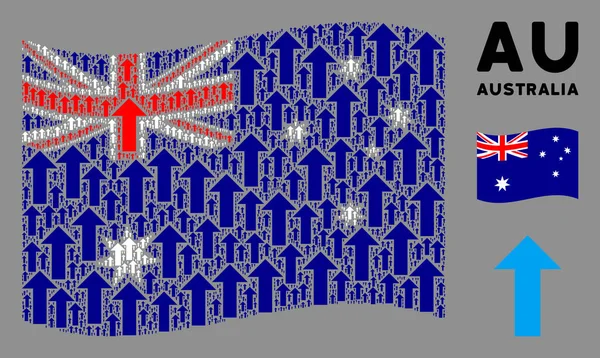 Integetés Ausztrália zászló összetétele nyíl ikonok — Stock Vector