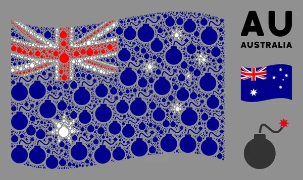 Integetett Ausztrália zászló minta bomba ikonok — Stock Vector