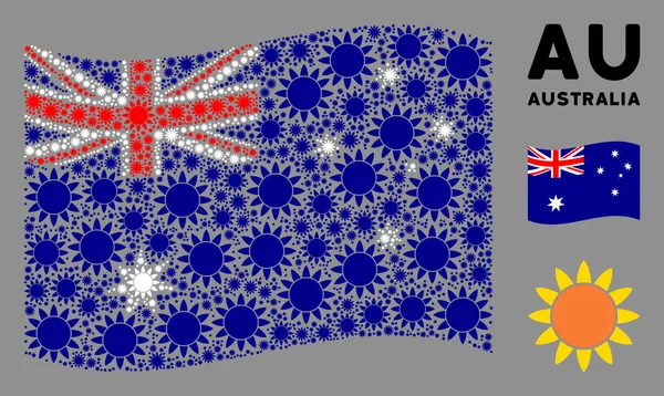Integetés Ausztrália zászló összetétele Sun Icons — Stock Vector