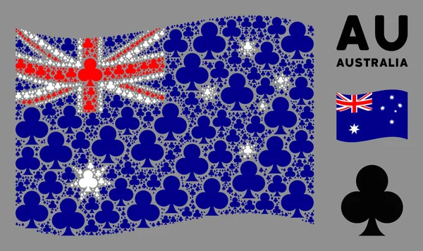 Waving Australia Flag Mintája Klubok Suit Icons — Stock Vector