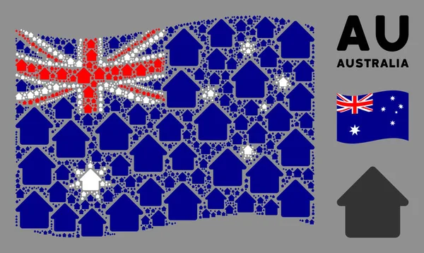 Integetés Ausztrália zászló kollázs House Icons — Stock Vector