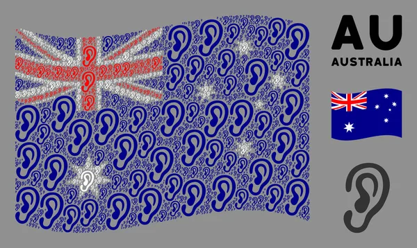 Integetés Ausztrália zászló kollázs fül ikonok — Stock Vector