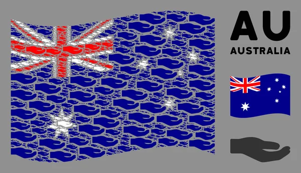 Integetés Ausztrália zászló Mosaic of Share Hand Icons — Stock Vector