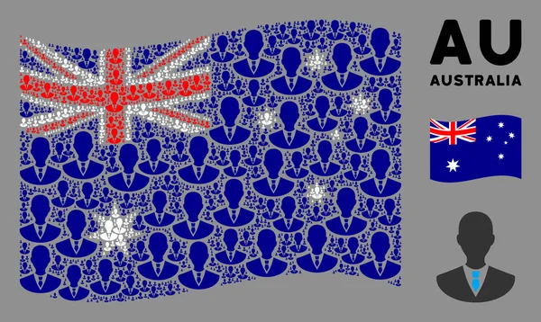 Waving Australia Flag Mintája Manager Icons — Stock Vector