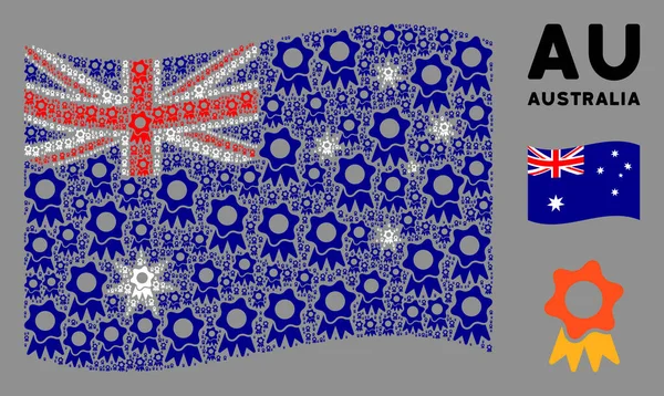 Integetés Ausztrália zászló Mozaik díj ikonok — Stock Vector