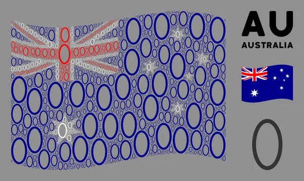 Integetés Ausztrália zászló Mozaik Contour Ellipse ikonok — Stock Vector