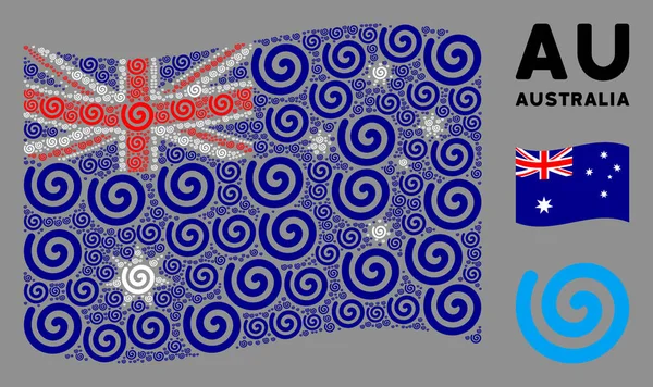Integetés Ausztrália zászló minta Spirál elemek — Stock Vector