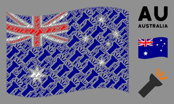Integetés Ausztrália zászló Mozaik elektromos fáklya fény tételek — Stock Vector