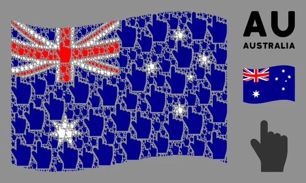 Schwenken australische Flagge Muster der Zeigefinger Gegenstände — Stockvektor