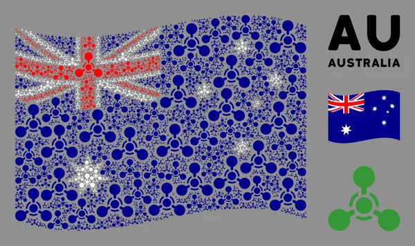 Waving Australia Flag Samenstelling van Wmd Nerve Agent Chemical Warfare Icons — Stockvector