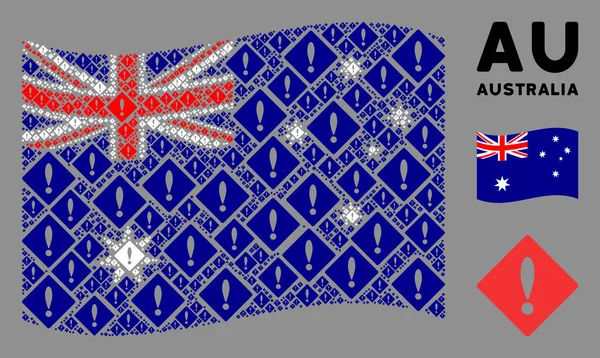 Waving Ausztrália zászló kollázs hibaelemek — Stock Vector