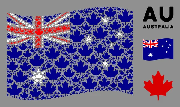 Integetés Ausztrália zászló minta juharfalevél tételek — Stock Vector