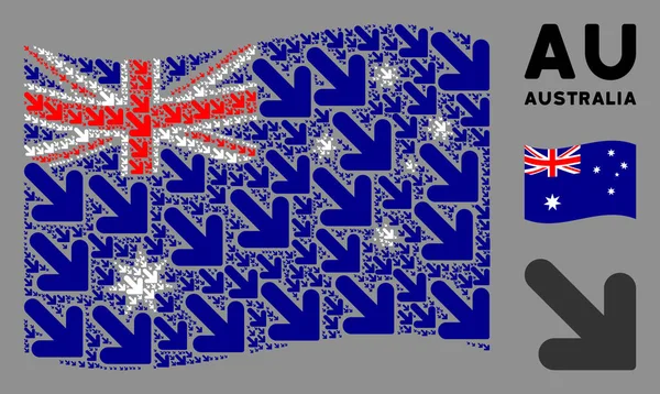 Zwaaien Australië vlag samenstelling van pijl naar beneden Right Pictogrammen — Stockvector