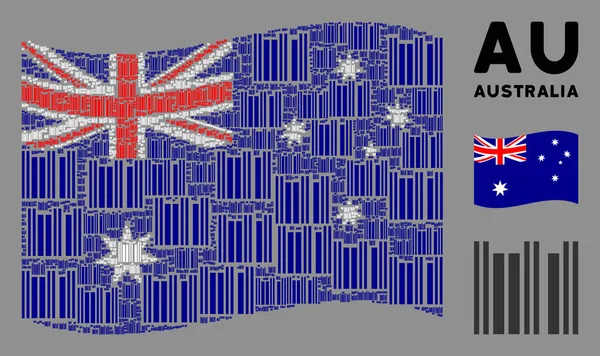 Integetés Ausztrália zászló Mozaik vonalkód ikonok — Stock Vector