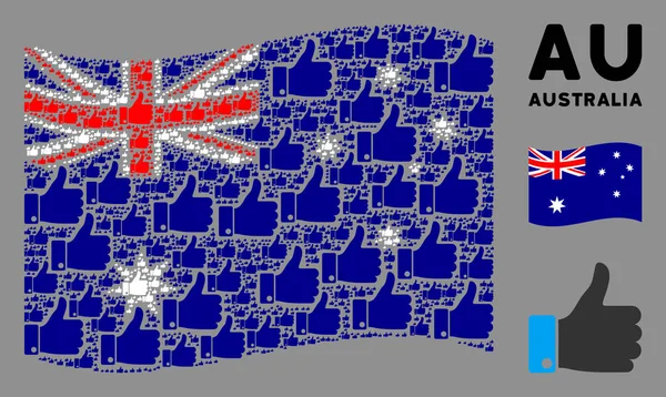 摇曳着的澳大利亚国旗的升降图标组合 — 图库矢量图片