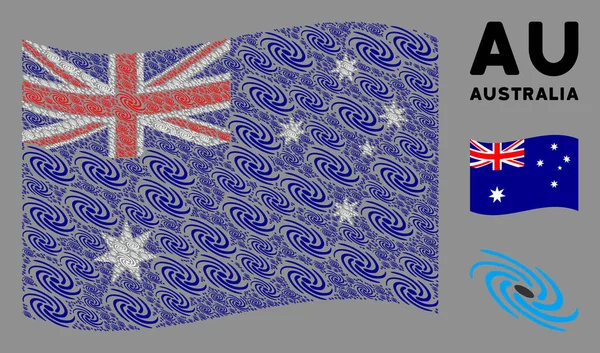 飘扬的银河图标澳大利亚国旗拼图 — 图库矢量图片