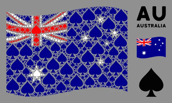 Integetés Ausztrália zászló kollázs Peaks Suit Icons — Stock Vector
