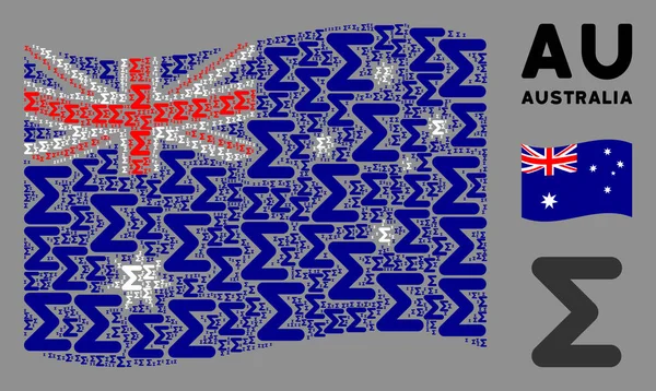 Integetés Ausztrália zászló Mozaik Sum Icons — Stock Vector