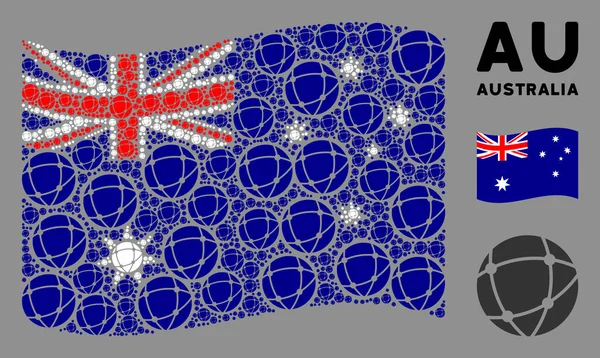 Integetés Ausztrália zászló kollázs hálózati elemek — Stock Vector