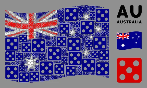 Schwenken australische Flagge Collage von Würfelgegenständen — Stockvektor