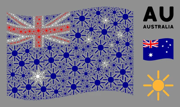 Integetés Ausztrália zászló kollázs napelemek — Stock Vector