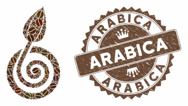 Kahve Kolajı Bud filizi Çizilmiş Arabika Damgalı