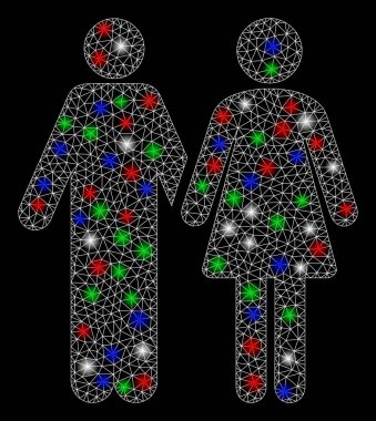 Işıl ışıl benekleri olan evli çift.