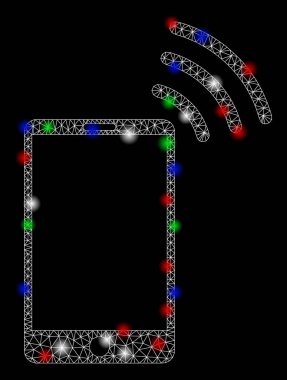 Işık Noktaları ile Parlak Ağ Mobil Wi-Fi Sinyali