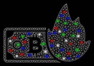 Parlak Ağ 2d Flaş Noktalı Bitcoin Banknote