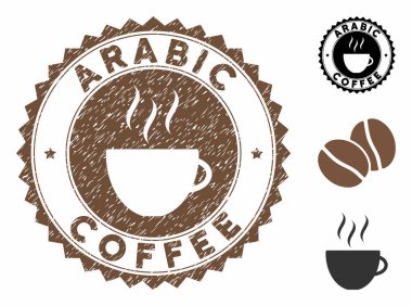 Grunge desenli Arap Kahve Mührü ile kahve fincanı