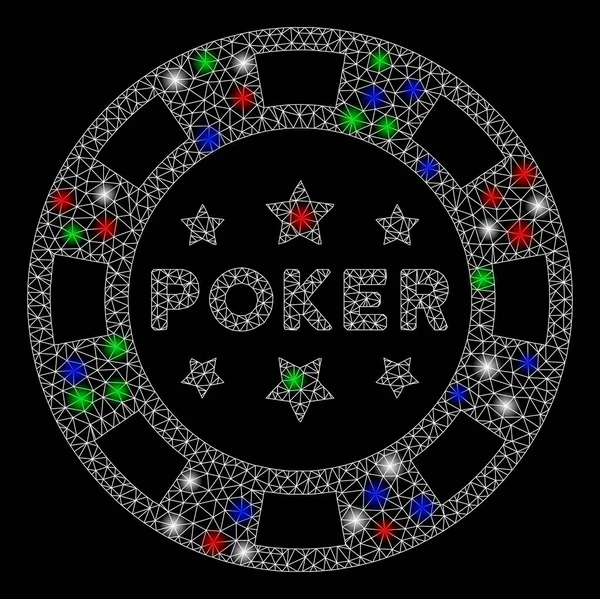 Red de malla brillante Poker Casino Chip con Flash Spots — Vector de stock