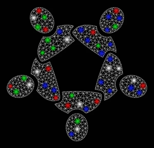 플래시 점들 과 함께 밝은 메 쉬 와이어 프레임 협업 — 스톡 벡터