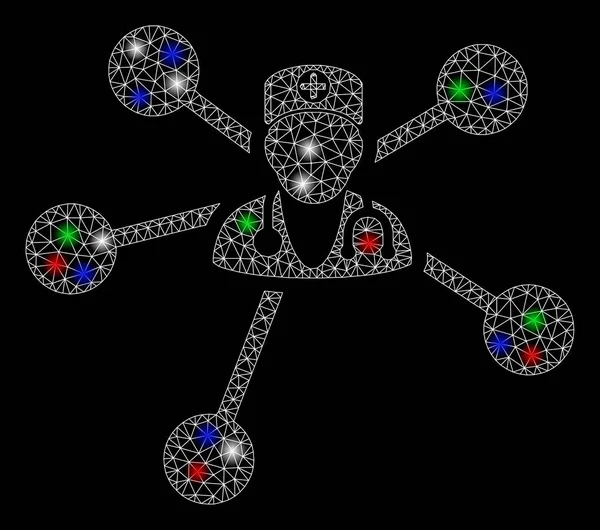 明るいメッシュ2次元光スポットと医師の関係 — ストックベクタ