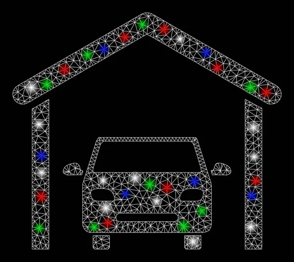 Helles Maschendrahtgestell Garagenwagen mit Blitzflecken — Stockvektor