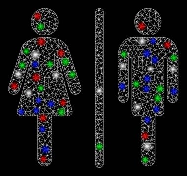 Bright Mesh Wire Frame WC Persons with Light Spots