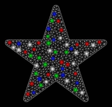 Flaş Noktalı Parlak Kablo Çerçeve Yıldızı