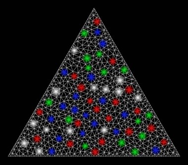 Parlak Kablo Çerçevesi Işık Noktalarıyla Dolu Üçgen
