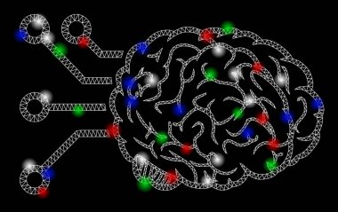 Bright Mesh Carcass Brain Computer Interface with Light Spots