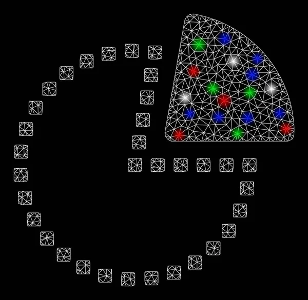 Grafico luminoso della torta della rete della maglia con i punti di flare — Vettoriale Stock